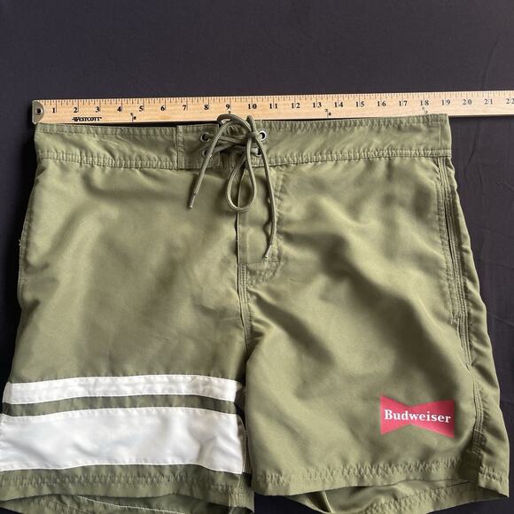 Pacsun Budweiser Mens Swim Trunks Size 34 Green Board Shorts Beer Unlined - Picture 10 of 13